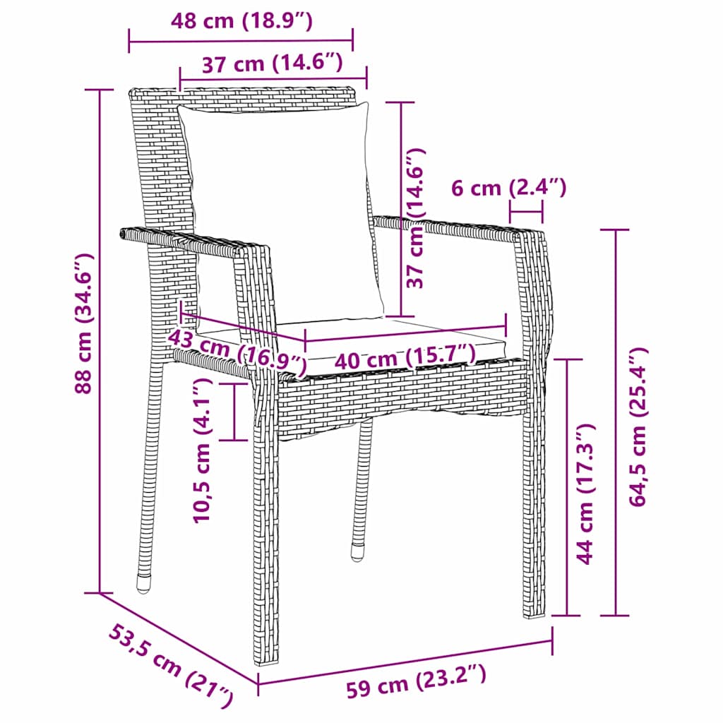Have Spisebordssæt med pude 5 pcs Sort polyrattan