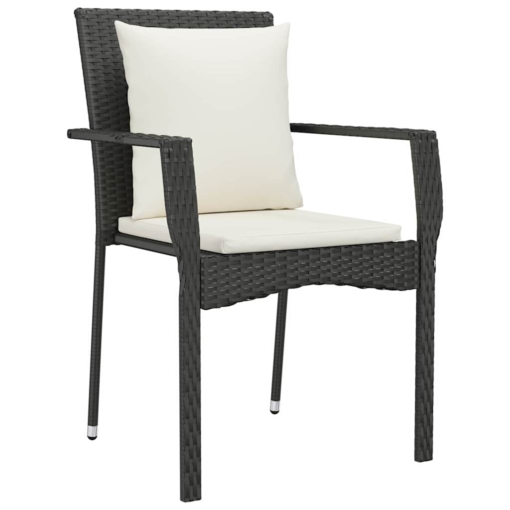 Have Spisebordssæt med pude 7 pcs Sort polyrattan