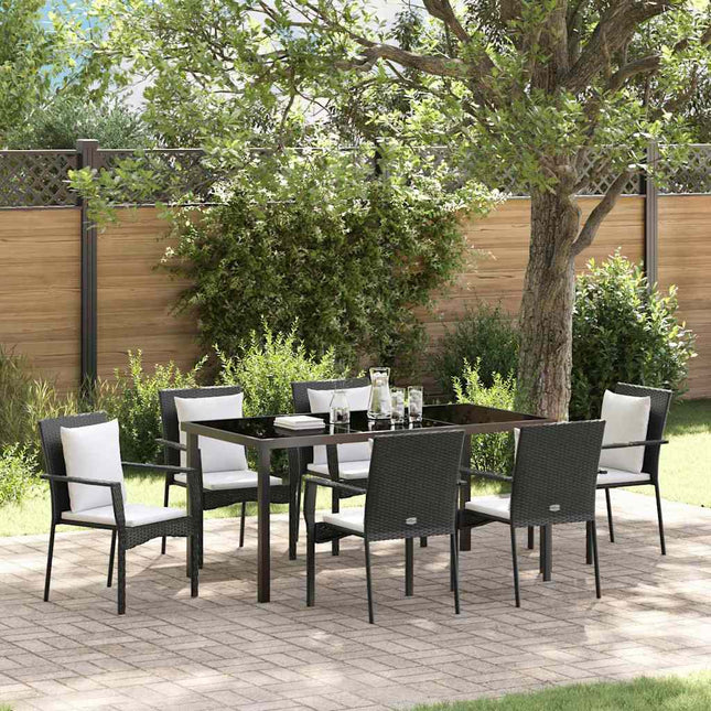 Have Spisebordssæt 7 stk. Sort polyrattan