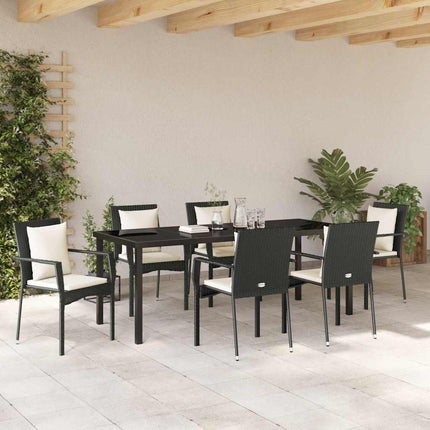 Have Spisebordssæt med pude 7 pcs Sort polyrattan