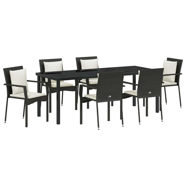 Have Spisebordssæt 7 stk. Sort polyrattan