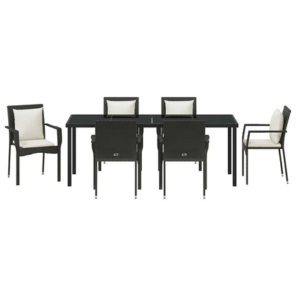 Have Spisebordssæt med pude 7 pcs Sort polyrattan