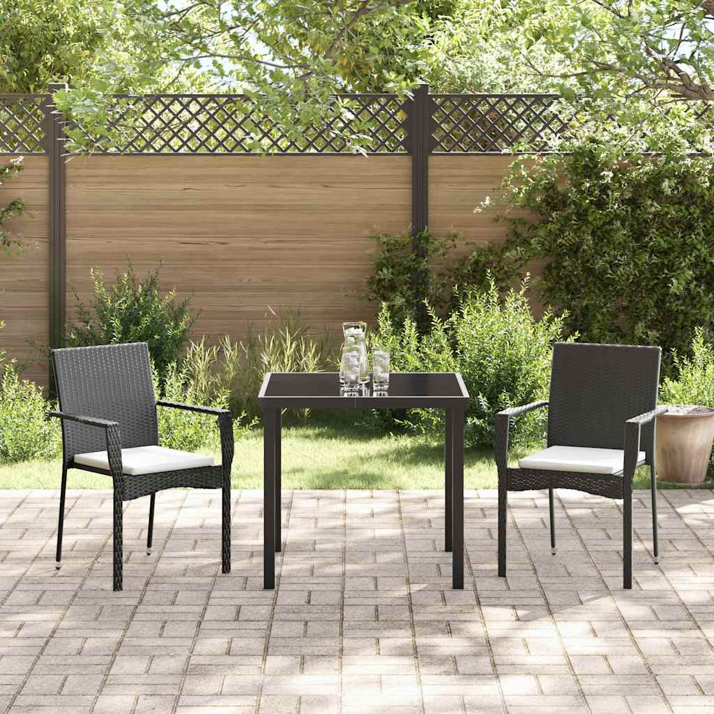 Have Spisebordssæt med pude 3 pcs Sort polyrattan