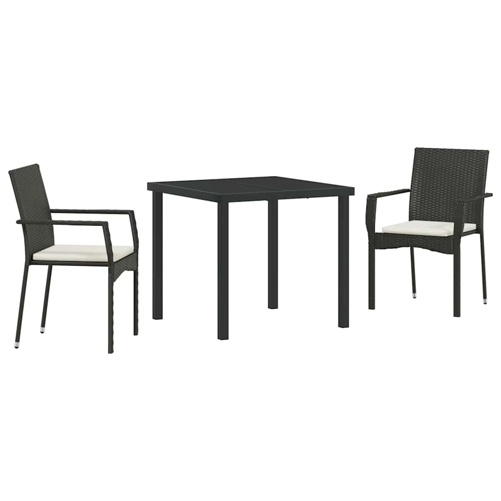 Have Spisebordssæt med pude 3 pcs Sort polyrattan