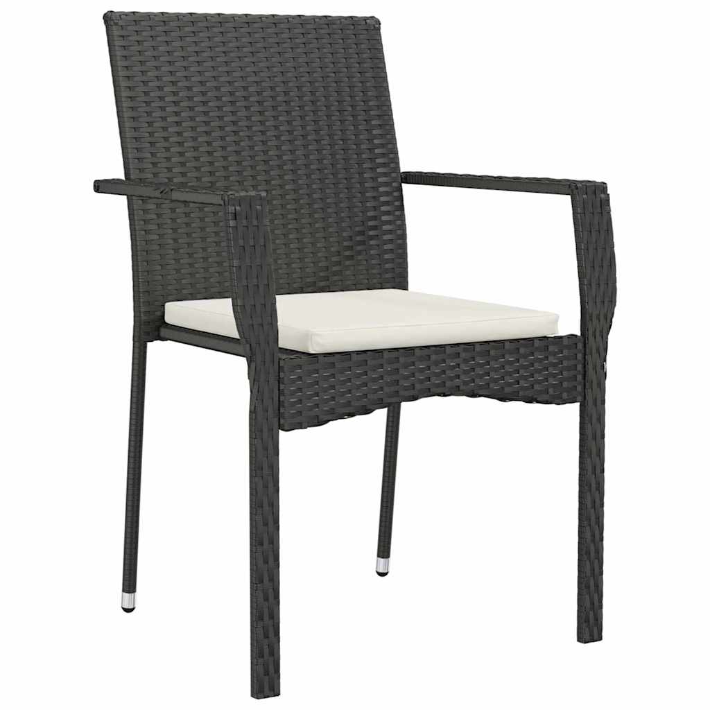 Have Spisebordssæt med pude 3 pcs Sort polyrattan