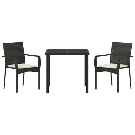 Have Spisebordssæt med pude 3 pcs Sort polyrattan