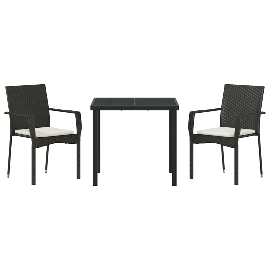 Have Spisebordssæt med pude 3 pcs Sort polyrattan