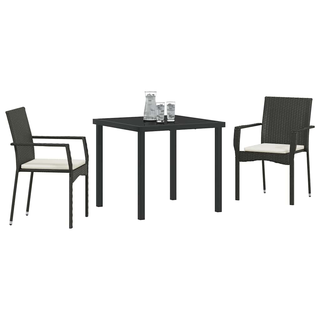 Have Spisebordssæt med pude 3 pcs Sort polyrattan
