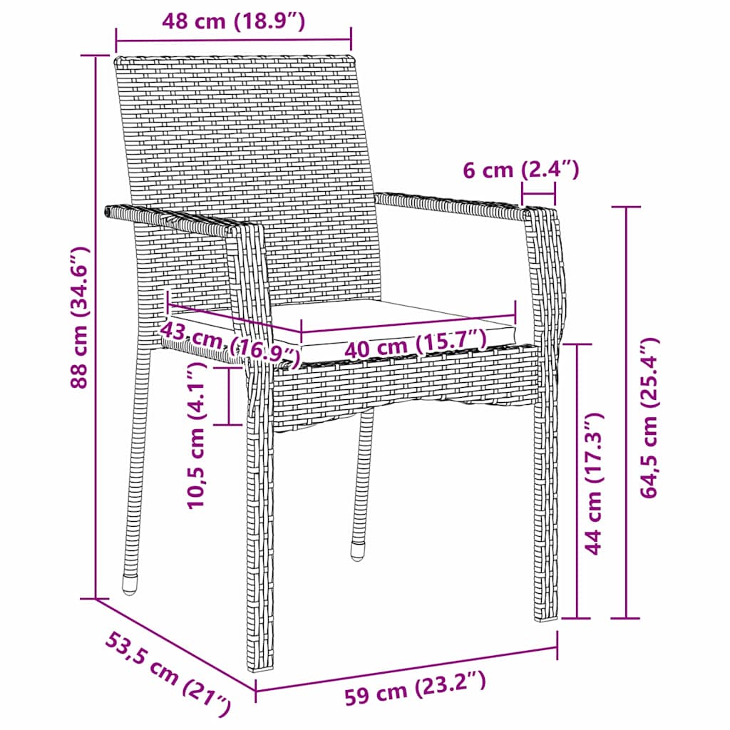 Have Spisebordssæt med pude 3 pcs Sort polyrattan