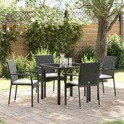 Have Spisebordssæt med pude 5 pcs Sort polyrattan