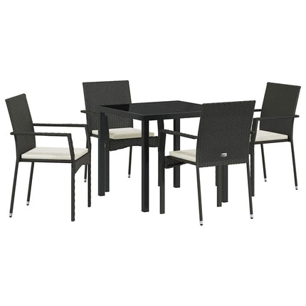 Have Spisebordssæt med pude 5 pcs Sort polyrattan