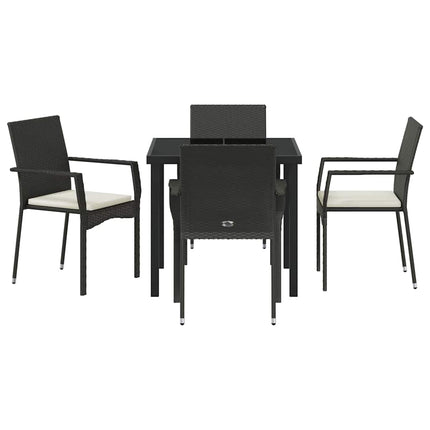 Have Spisebordssæt med pude 5 pcs Sort polyrattan