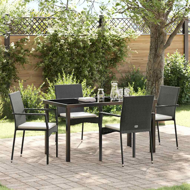 Have Spisebordssæt 5 stk. Sort polyrattan