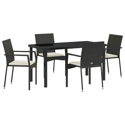 Have Spisebordssæt med pude 5 pcs Sort polyrattan