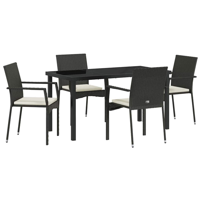 Have Spisebordssæt 5 stk. Sort polyrattan