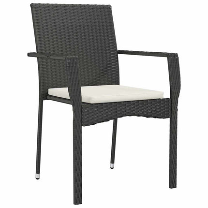 Have Spisebordssæt med pude 5 pcs Sort polyrattan