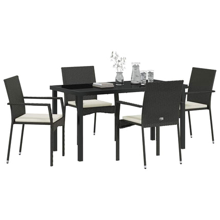Have Spisebordssæt med pude 5 pcs Sort polyrattan