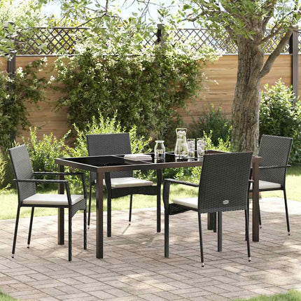 Have Spisebordssæt med pude 5 pcs Sort polyrattan