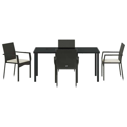 Have Spisebordssæt med pude 5 pcs Sort polyrattan