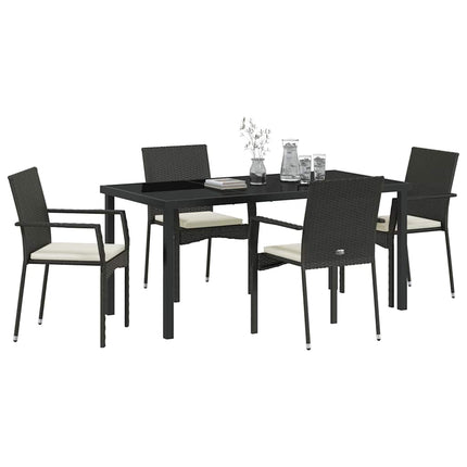 Have Spisebordssæt med pude 5 pcs Sort polyrattan