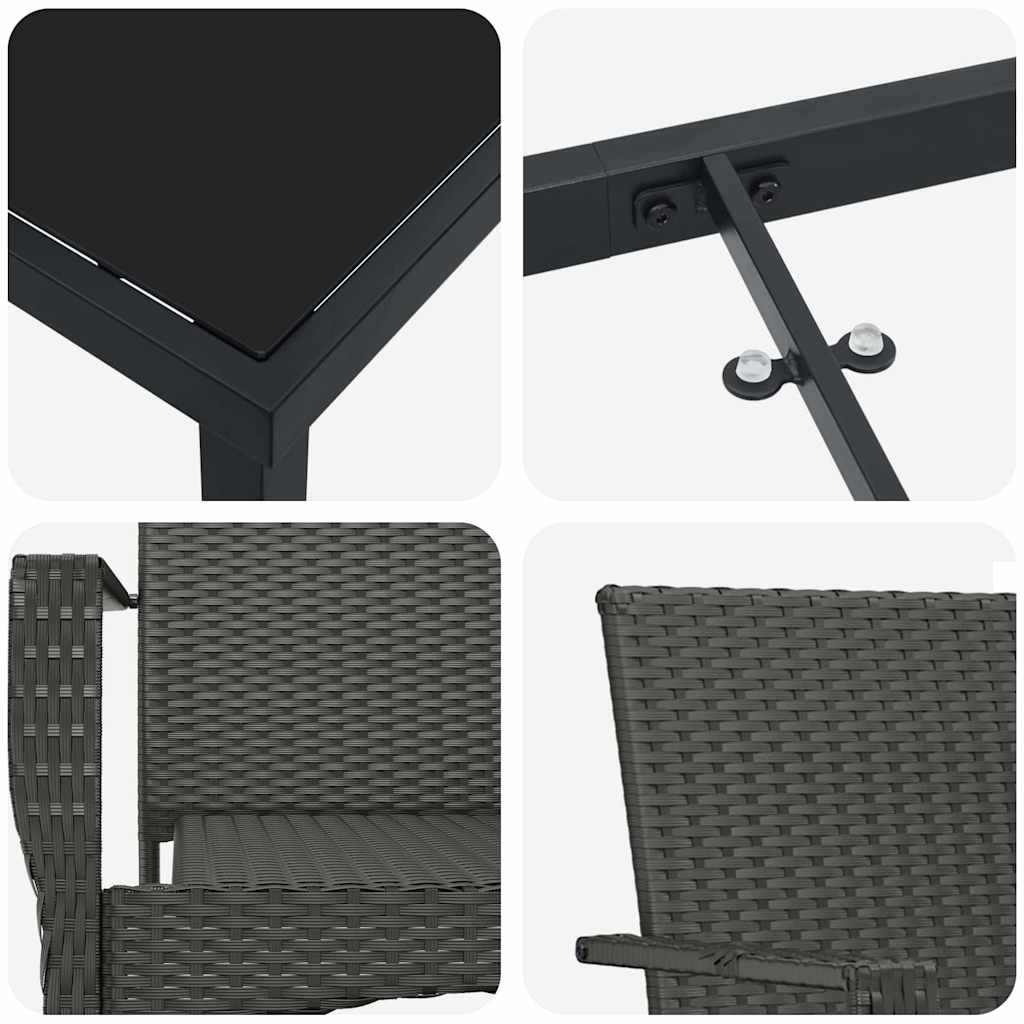 Have Spisebordssæt med pude 7 pcs Sort polyrattan