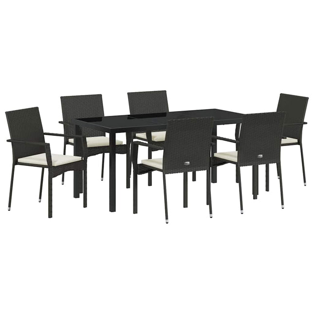 Have Spisebordssæt 7 stk. Sort polyrattan