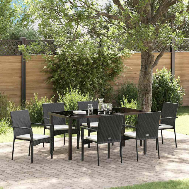 Have Spisebordssæt 7 stk. Sort polyrattan