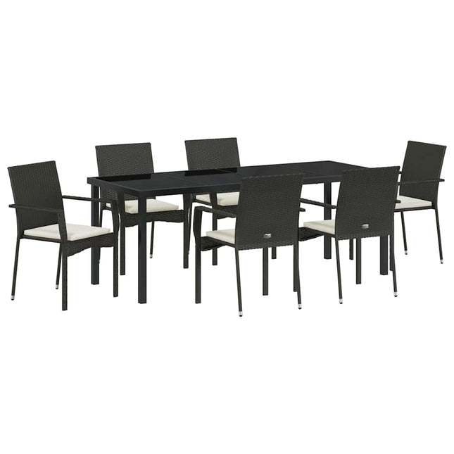 Have Spisebordssæt 7 stk. Sort polyrattan