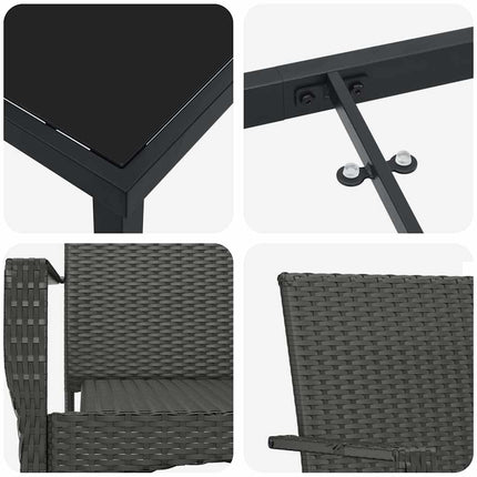 Have Spisebordssæt med pude 9 pcs Sort polyrattan