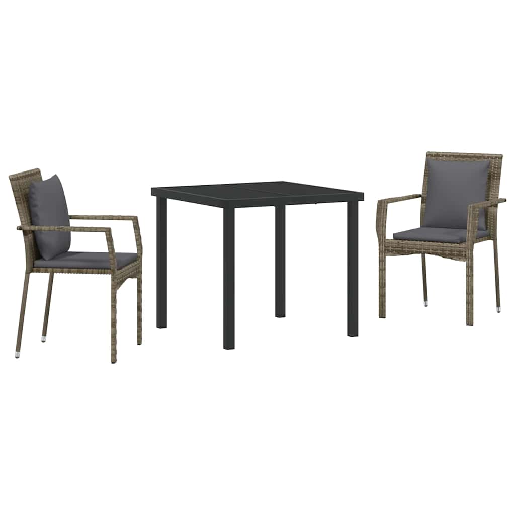 Have Spisebordssæt med pude 3 pcs Grå polyrattan