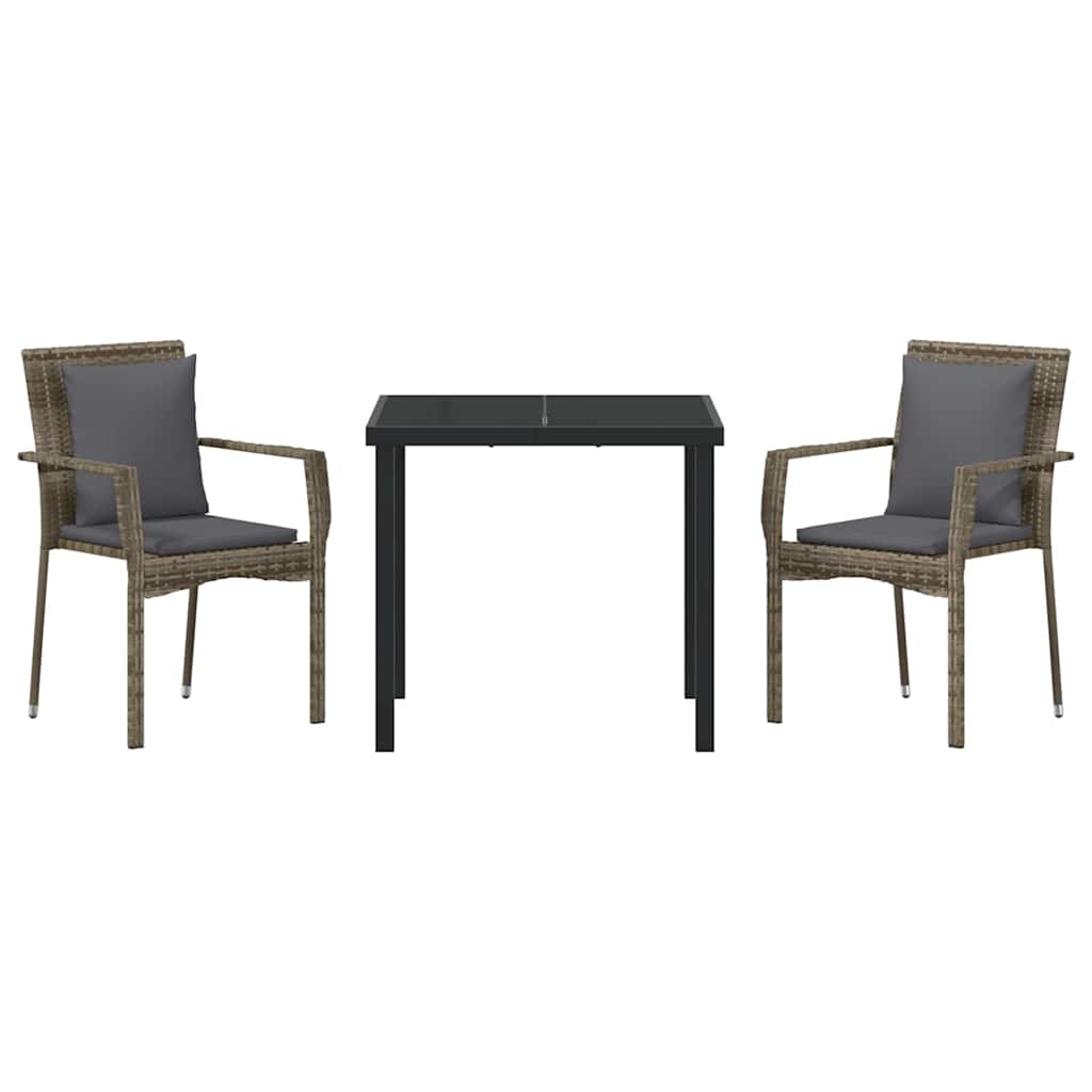 Have Spisebordssæt med pude 3 pcs Grå polyrattan