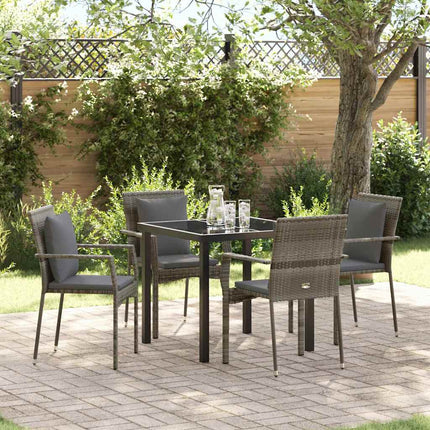 Have Spisebordssæt med pude 5 pcs Grå polyrattan