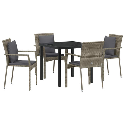 Have Spisebordssæt med pude 5 pcs Grå polyrattan