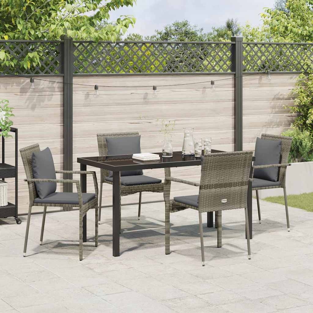 Have Spisebordssæt med pude 5 pcs Grå polyrattan
