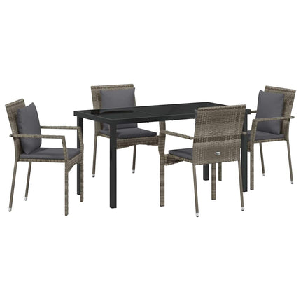 Have Spisebordssæt med pude 5 pcs Grå polyrattan