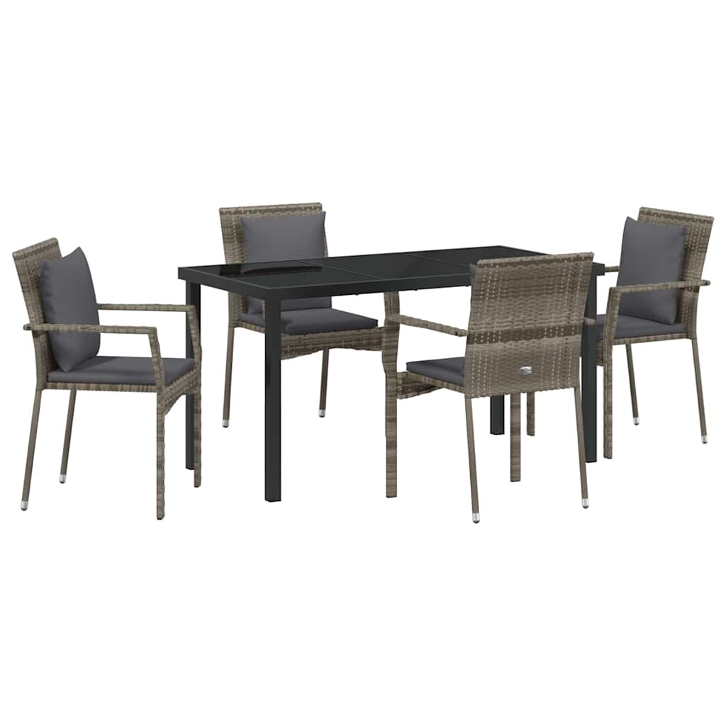 Have Spisebordssæt med pude 5 pcs Grå polyrattan
