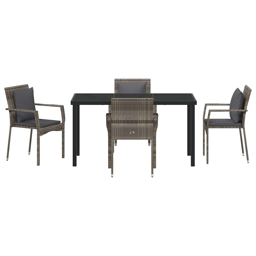 Have Spisebordssæt med pude 5 pcs Grå polyrattan