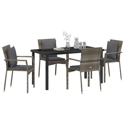 Have Spisebordssæt med pude 5 pcs Grå polyrattan