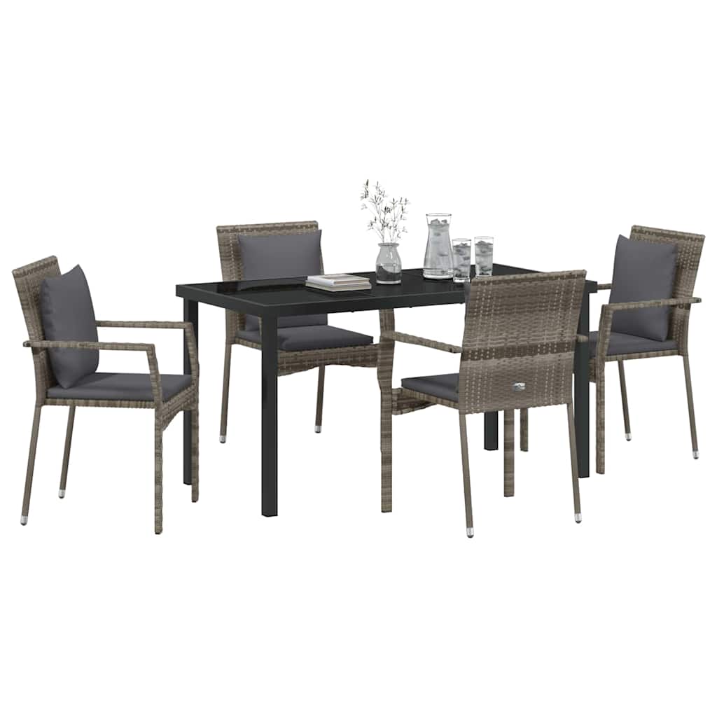 Have Spisebordssæt med pude 5 pcs Grå polyrattan