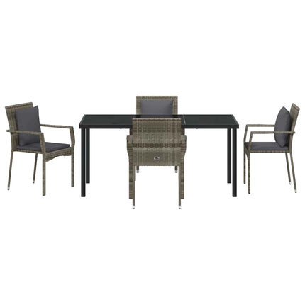 Have Spisebordssæt med pude 5 pcs Grå polyrattan