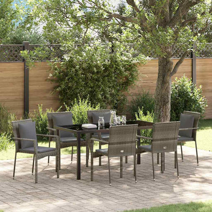 Have Spisebordssæt med pude 7 pcs Grå polyrattan