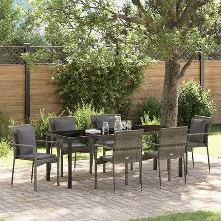 Have Spisebordssæt med pude 7 pcs Grå polyrattan