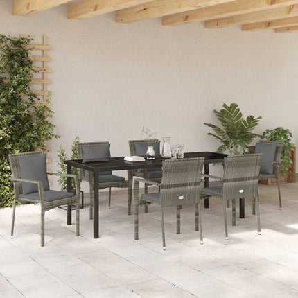 Have Spisebordssæt med pude 7 pcs Grå polyrattan