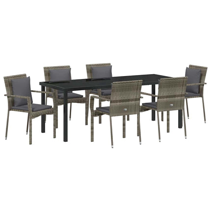 Have Spisebordssæt med pude 7 pcs Grå polyrattan
