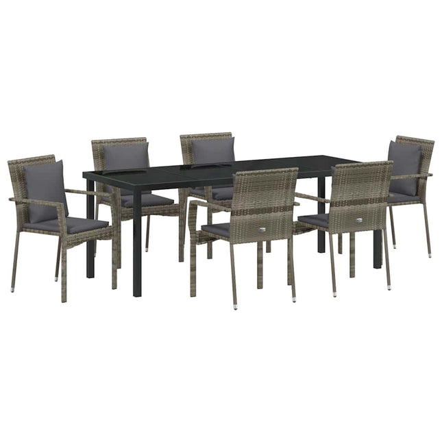 Have Spisebordssæt 7 stk. Grå polyrattan