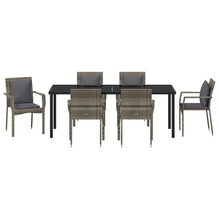 Have Spisebordssæt med pude 7 pcs Grå polyrattan