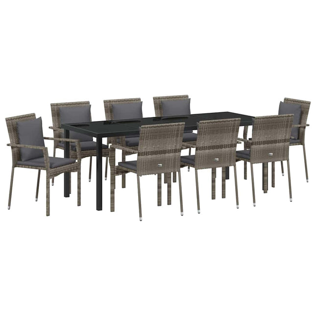 Have Spisebordssæt 9 stk. Grå polyrattan