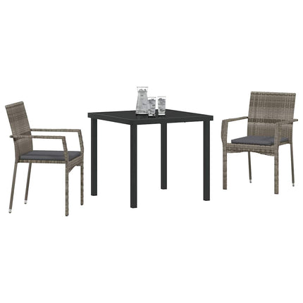 Have Spisebordssæt med pude 3 pcs Grå polyrattan