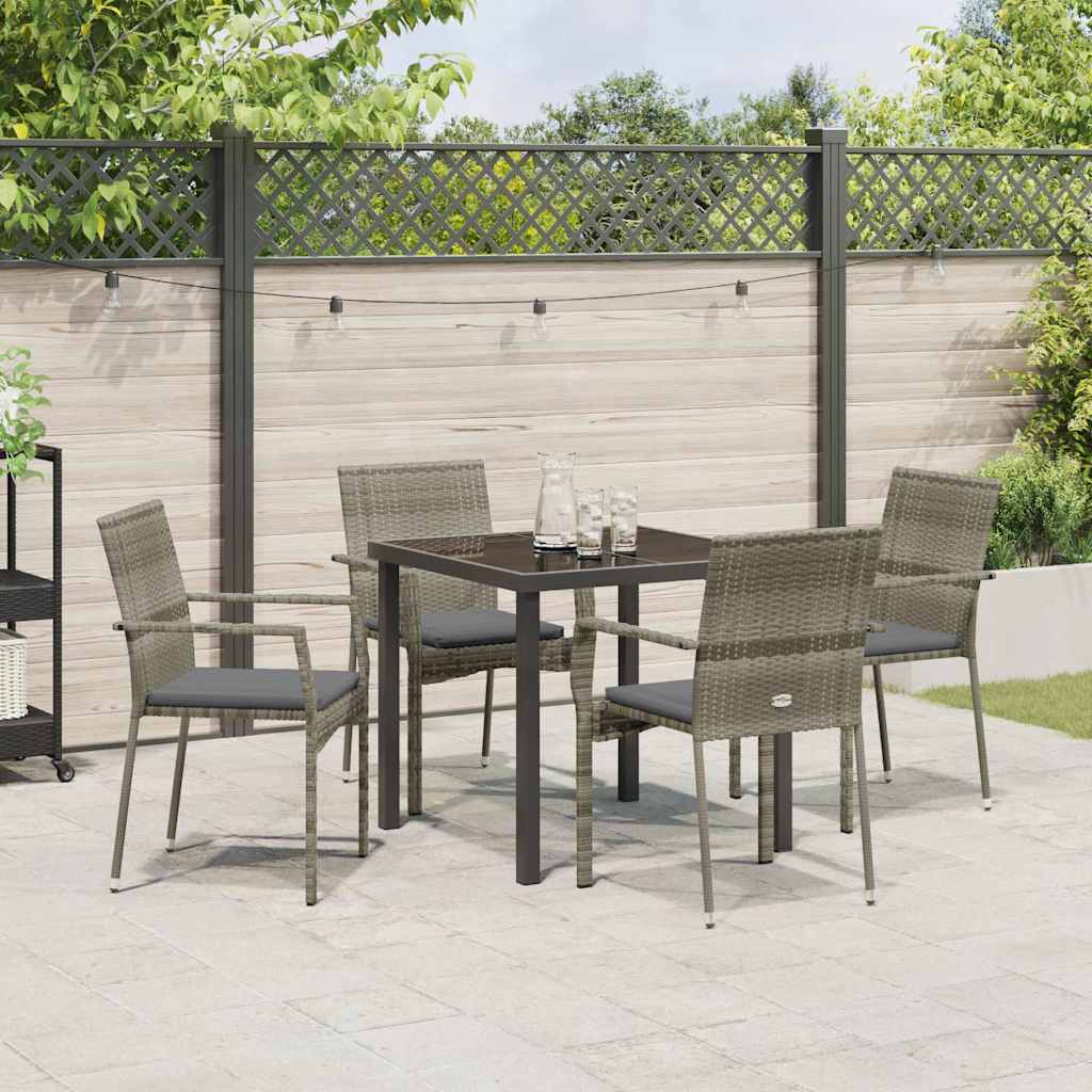 Have Spisebordssæt med pude 5 pcs Grå polyrattan
