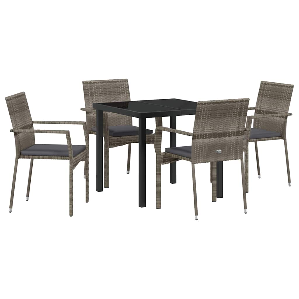 Have Spisebordssæt med pude 5 pcs Grå polyrattan